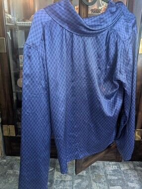 *Stained* Blue DIOR Checker Satin Blouse